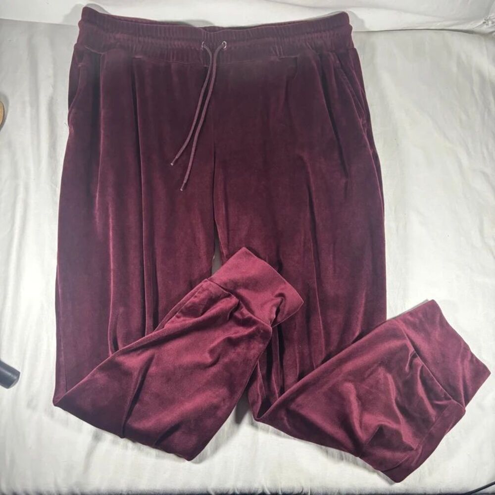 BCG Maroon Velour Velveteen Pants Track Joggers Size XL Women’s
